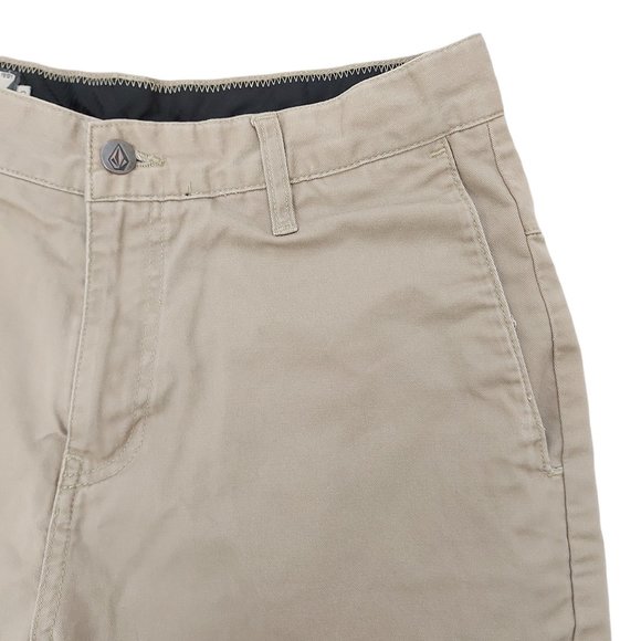 Volcom Mens Casual Shorts Size 30 Straight Flat Front Mid Rise Pockets Beige - Picture 3 of 8